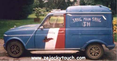 Renault 4L de jacky fan de Johnny hallyday SANG POUR SANG 